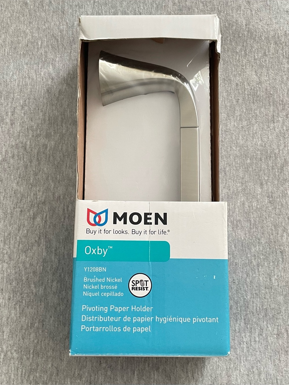 MOEN Oxby Brushed Nickel Pivoting Toilet Paper Holder New in Box